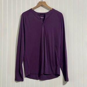 artefact Large Purple Pima Cotton Henley Shirt Made in Peru Quiet Luxury L